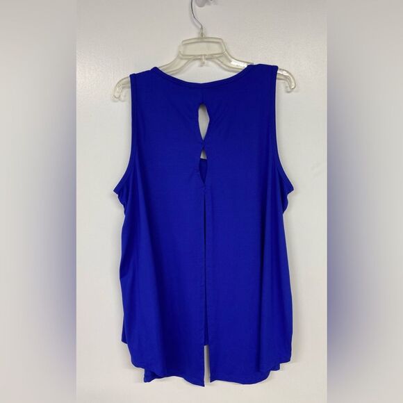 LIVI Soft Back-Detail Blue Recycled V-neck Open Back Tank Size 22/24 - Picture 2 of 5
